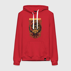 Толстовка-худи хлопковая женская Обезьяна ботан, цвет: красный