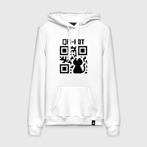 Женская толстовка-худи QR КОТ КОТЕНОК / Белый – фото 1