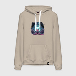 Толстовка-худи хлопковая женская Террорблэйд арт, цвет: миндальный