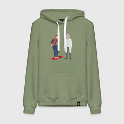 Толстовка-худи хлопковая женская Назад в будущее делориан 2022, цвет: авокадо