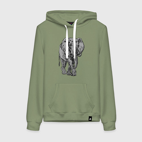 Женская толстовка-худи Огромный могучий слон / Авокадо – фото 1
