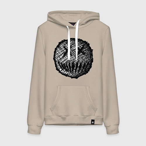 Женская толстовка-худи Жуткая рожица пиксельная / Миндальный – фото 1