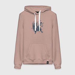 Толстовка-худи хлопковая женская Супер белка-ниндзя, цвет: пыльно-розовый