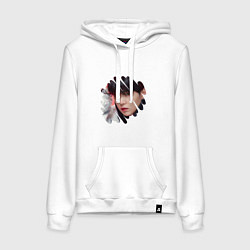 Толстовка-худи хлопковая женская Agust D SUGA BTS, цвет: белый
