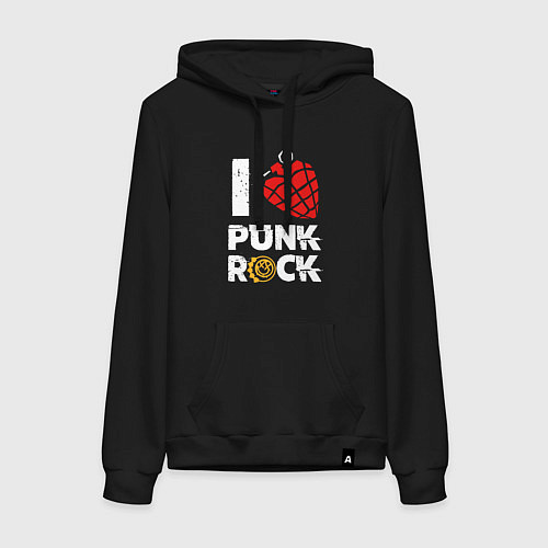 Женская толстовка-худи I LOVE PUNK ROCK / Черный – фото 1