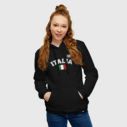 Толстовка-худи хлопковая женская Футбол Италия, цвет: черный — фото 2
