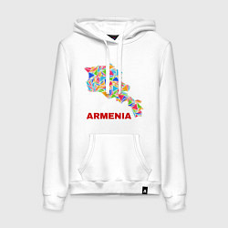 Толстовка-худи хлопковая женская Armenian Color, цвет: белый