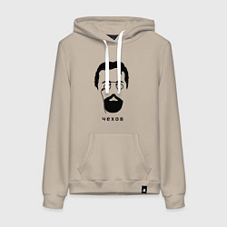 Толстовка-худи хлопковая женская Чехов, цвет: миндальный