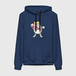 Толстовка-худи хлопковая женская Плюшевый кот-боксер, цвет: тёмно-синий