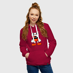 Толстовка-худи хлопковая женская Cuphead красная чашечка, цвет: маджента — фото 2