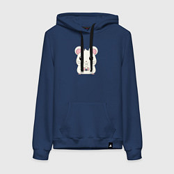 Толстовка-худи хлопковая женская Мышонок с суши, цвет: тёмно-синий