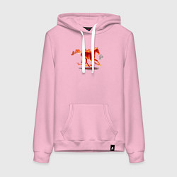 Толстовка-худи хлопковая женская Fire horse огненная лошадь, цвет: светло-розовый