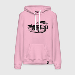 Толстовка-худи хлопковая женская Auto BMW, цвет: светло-розовый