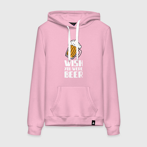 Женская толстовка-худи Wish you were beer / Светло-розовый – фото 1