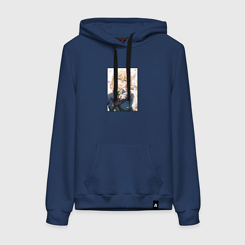 Женская толстовка-худи Радостная Вайолет арт / Тёмно-синий – фото 1