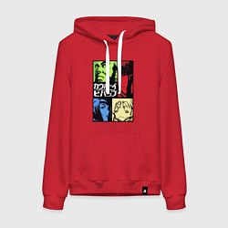 Толстовка-худи хлопковая женская Space cowboys, цвет: красный