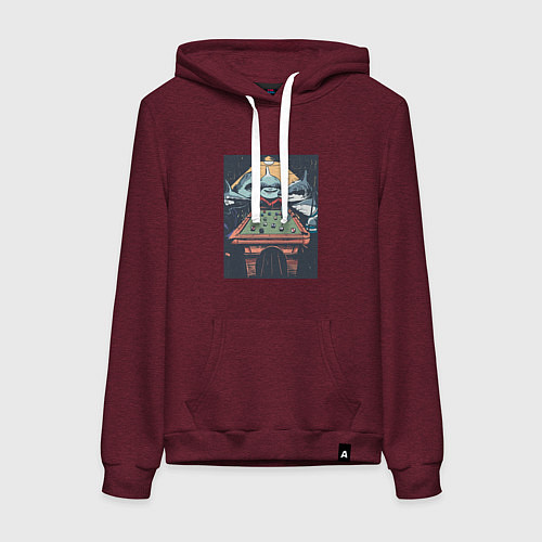 Женская толстовка-худи Акулы играют в бильярд Sharks Playing Pool / Меланж-бордовый – фото 1