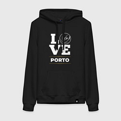 Толстовка-худи хлопковая женская Porto Love Classic, цвет: черный