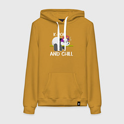 Толстовка-худи хлопковая женская Панда на кей попе и расслабоне, цвет: горчичный