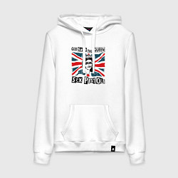 Толстовка-худи хлопковая женская Sex Pistols - God Save The Queen, цвет: белый
