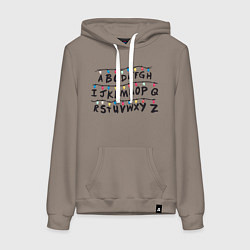 Толстовка-худи хлопковая женская STRANGER THINGS ALPHABET, цвет: утренний латте