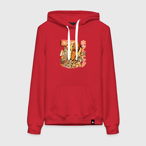 Женская толстовка-худи Хотдожный монстр / Красный – фото 1