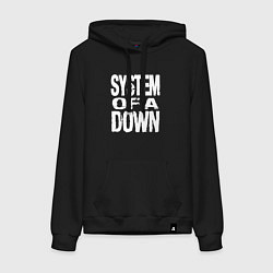 Толстовка-худи хлопковая женская System of a Down логотип, цвет: черный
