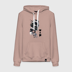 Толстовка-худи хлопковая женская Xbot 4000 в профиль с лого, цвет: пыльно-розовый