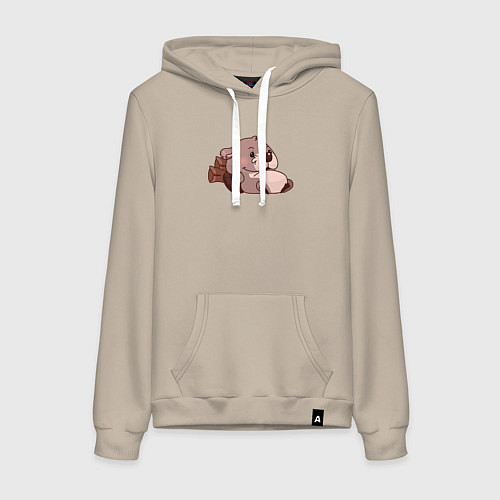 Женская толстовка-худи Отдыхающий бобер / Миндальный – фото 1