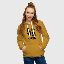 Толстовка-худи хлопковая женская Opel Love Classic, цвет: горчичный — фото 2
