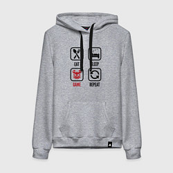 Толстовка-худи хлопковая женская Eat Sleep Free Fire Repeat, цвет: меланж