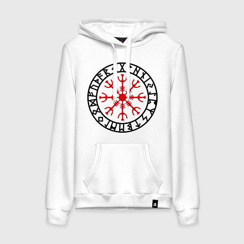 Женская толстовка-худи Руна Aegishjalmur (Шлем ужаса) / Белый – фото 1