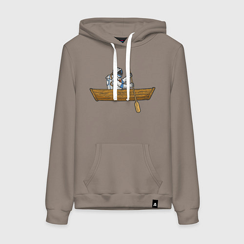 Женская толстовка-худи Космонавт в лодке / Утренний латте – фото 1