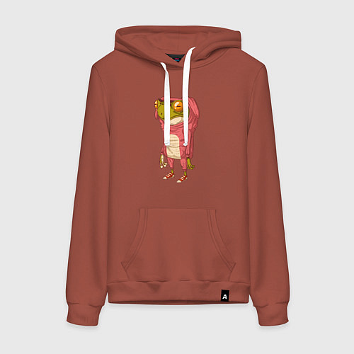 Женская толстовка-худи Лягушка в костюме зайчика / Кирпичный – фото 1