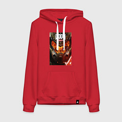 Толстовка-худи хлопковая женская Doom eternal - poster, цвет: красный