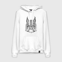 Толстовка-худи хлопковая женская LYNX, цвет: белый