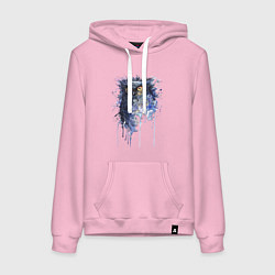 Толстовка-худи хлопковая женская Прикольная сова в акварельном рисунке, цвет: светло-розовый