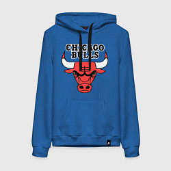 Толстовка-худи хлопковая женская Chicago Bulls, цвет: синий