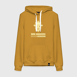Толстовка-худи хлопковая женская Железные воины хаос винтаж лого, цвет: горчичный