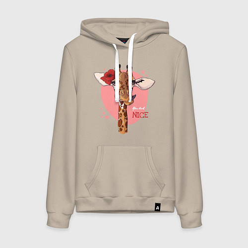 Женская толстовка-худи You look nice / Миндальный – фото 1