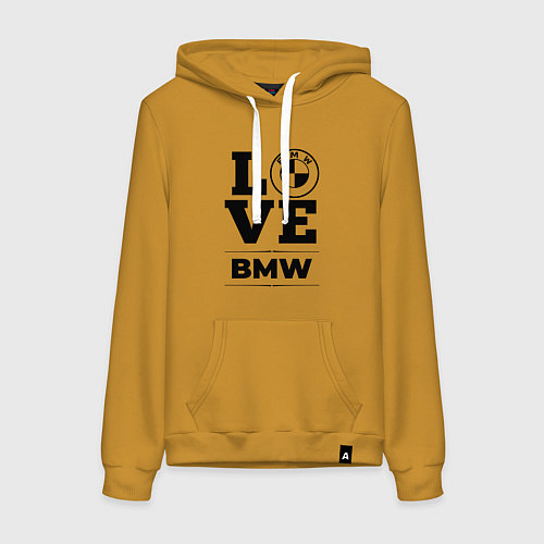 Женская толстовка-худи BMW love classic / Горчичный – фото 1