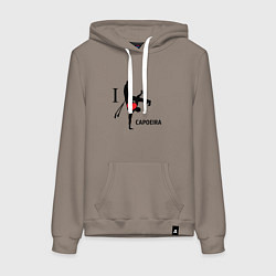 Толстовка-худи хлопковая женская I LOVE CAPOEIRA, цвет: утренний латте