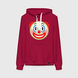 Толстовка-худи хлопковая женская Эмодзи Клоун, цвет: маджента