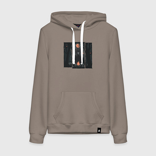 Женская толстовка-худи Оранжевая луна и медведь шаман / Утренний латте – фото 1