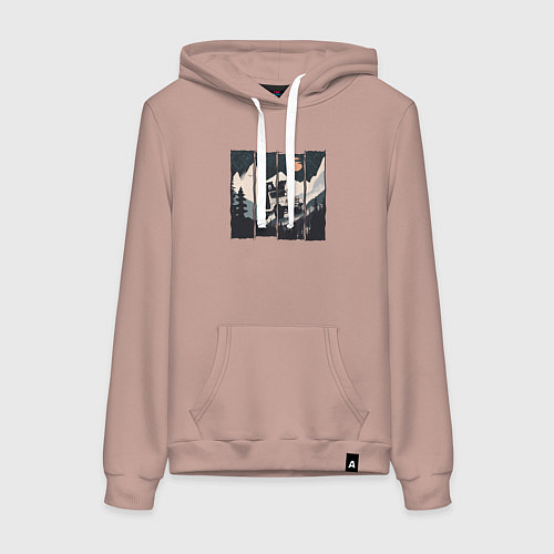 Женская толстовка-худи Оранжевая луна и лесное ралли / Пыльно-розовый – фото 1