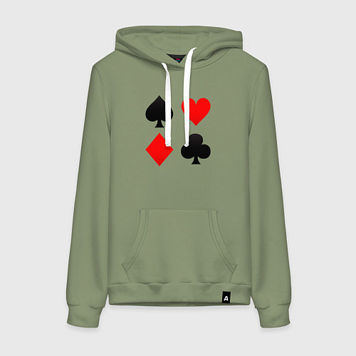 Женская толстовка-худи Четыре масти игральных карт / Авокадо – фото 1