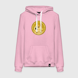 Толстовка-худи хлопковая женская Иронизирующая монета с Доге, цвет: светло-розовый