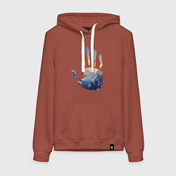 Толстовка-худи хлопковая женская Отпечаток ладони Кратоса, цвет: кирпичный