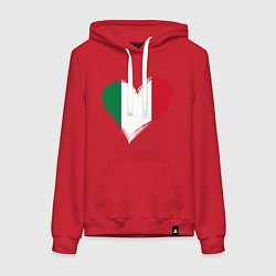 Толстовка-худи хлопковая женская Сердце - Италия, цвет: красный
