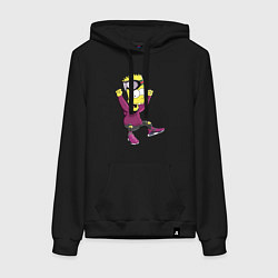 Толстовка-худи хлопковая женская Барт Симпсон в прыжке, цвет: черный